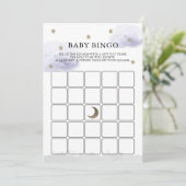 スターズラベンダー雲ベビーシャワービンゴゲームカード 招待状 (スタンド正面)