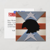 スターズレッドブルーフラッグイーグルシルエット 招待状 (正面/裏面)