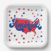 スターズレッドホワイトとブルーアメリカ ペーパープレート (正面)