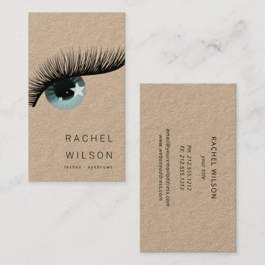 スターズ付きのクラフ素朴ト化粧アーティストまつげ 名刺 (正面/裏面)