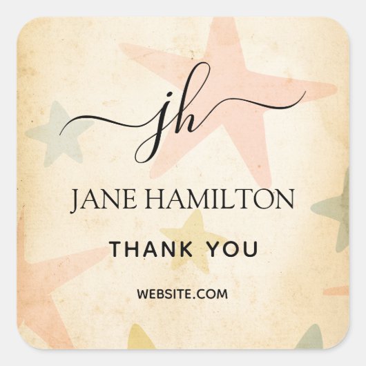 スターズ動揺してサンキュースクエアステッカー スクエアシール (正面)