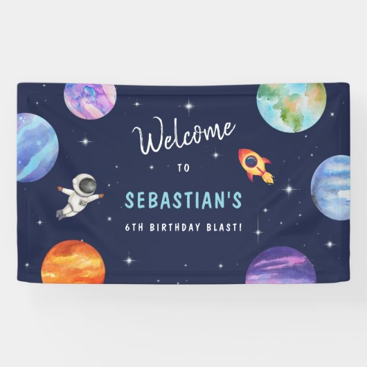 スターズ太陽のシステム誕生日水の色へようこそ 横断幕 (横)