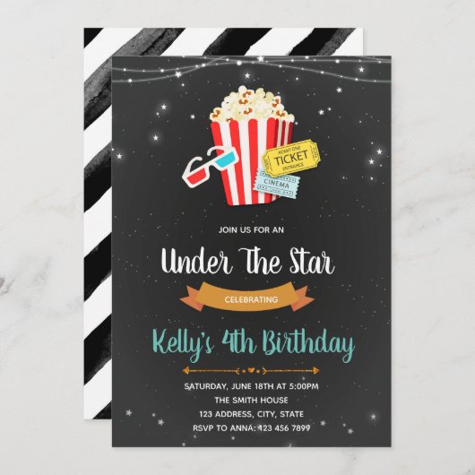 スターズ映画パーティの招待状 招待状 (正面/裏面)
