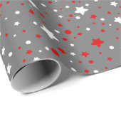 スターズ赤と白オングレーラッピング紙 ラッピングペーパー (ロールコーナー)