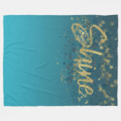 スターズ金ゴールドブルーシャイン フリースブランケット (正面(横))