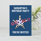 スターズ·アンド·ストライプズサッカーゴール誕生パーティー 招待状 (スタンド正面)