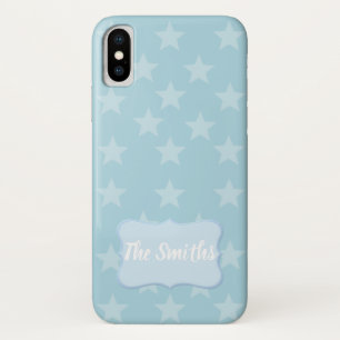 スターズ・オン・ブルーモノグラムまたは名前カスタム iPhone X ケース