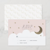 スターズ&クレセントムーンピンクガールバプテスマRSVP 出欠カード (正面/裏面)