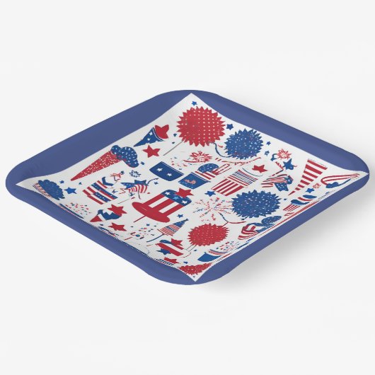 スターズ&シストライプェナニガンスクエア紙プレート ペーパープレート (傾斜あり)