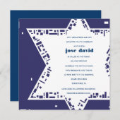 スターズ&スクウェアバーバルミツワー招待状ブルー 招待状 (正面/裏面)