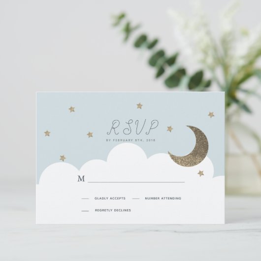 スターズ&ムーンベビーブルーボーイバプティスススプスプRSVP 出欠カード (スタンド正面)