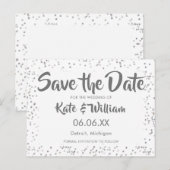 スターダストのシルバー・コンフェティ Save the Date 案内ポストカード (正面/裏面)