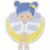 スターダストの妖精、月に妖精、かわいい妖精 シール (正面)