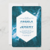 スターダストコズミックティール(緑がかった色)結婚ブルー 招待状 (正面)