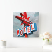 スターダストモーテルサイン スクエア壁時計 (ホーム)