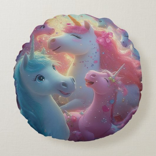 スターダストユニコーンガラ ラウンドクッション (正面)