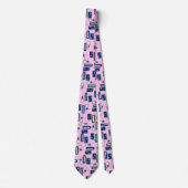 スターダストレトロ幾何学的ピンク両面 ネクタイ (正面)