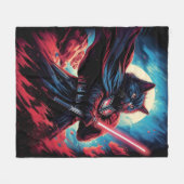 スターダスト・サムライ | 宇宙猫戦士 フリースブランケット (正面(横))