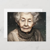 スターダスト・デジタル・アートの美しい老婦人 ポストカード (正面/裏面)