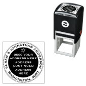 スターデイビッドユダヤ差出人住所ラウンド白黒 セルフインキングスタンプ (インサイチュ)