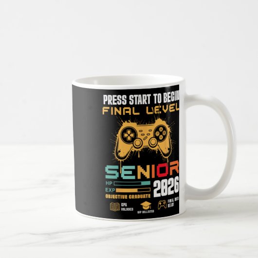 スタートを押して最終レベルシニア2026ゲーマーを開始 コーヒーマグカップ (右)