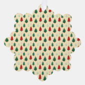スタートッパーのシームレスなパターンを持つクリスマスツリー オーナメントカード (正面)