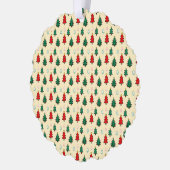 スタートッパーのシームレスなパターンを持つクリスマスツリー オーナメントカード (左)