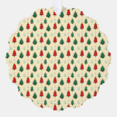 スタートッパーのシームレスなパターンを持つクリスマスツリー オーナメントカード (正面)