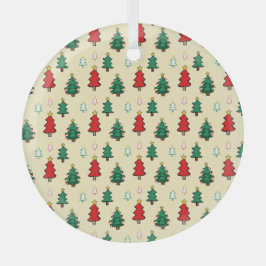 スタートッパーのシームレスなパターンを持つクリスマスツリー ガラスオーナメント