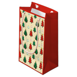 スタートッパーのシームレスなパターンを持つクリスマスツリー スモールペーパーバッグ