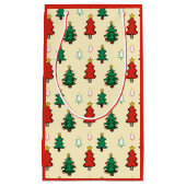 スタートッパーのシームレスなパターンを持つクリスマスツリー スモールペーパーバッグ (正面)