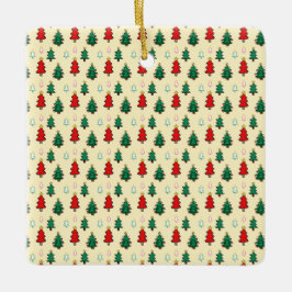 スタートッパーのシームレスなパターンを持つクリスマスツリー セラミックオーナメント