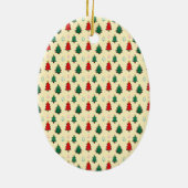 スタートッパーのシームレスなパターンを持つクリスマスツリー セラミックオーナメント (裏面)