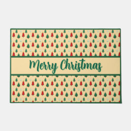 スタートッパーのシームレスなパターンを持つクリスマスツリー ドアマット
