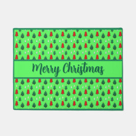 スタートッパーのシームレスなパターンを持つクリスマスツリー ドアマット