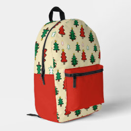 スタートッパーのシームレスなパターンを持つクリスマスツリー プリントバックパック