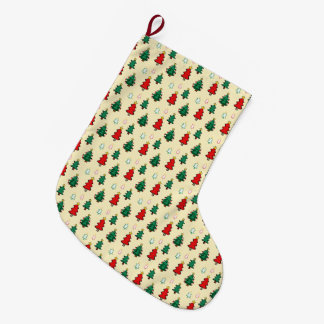 スタートッパーのシームレスなパターンを持つクリスマスツリー ラージクリスマスストッキング