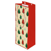スタートッパーのシームレスなパターンを持つクリスマスツリー ワインギフトバッグ (裏面アングル)