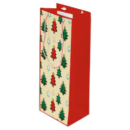 スタートッパーのシームレスなパターンを持つクリスマスツリー ワインギフトバッグ