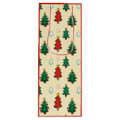 スタートッパーのシームレスなパターンを持つクリスマスツリー ワインギフトバッグ (正面)