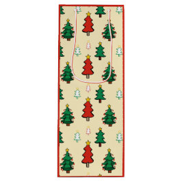 スタートッパーのシームレスなパターンを持つクリスマスツリー ワインギフトバッグ