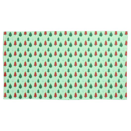 スタートッパーのシームレスなパターンを持つクリスマスツリー 枕カバー (正面)