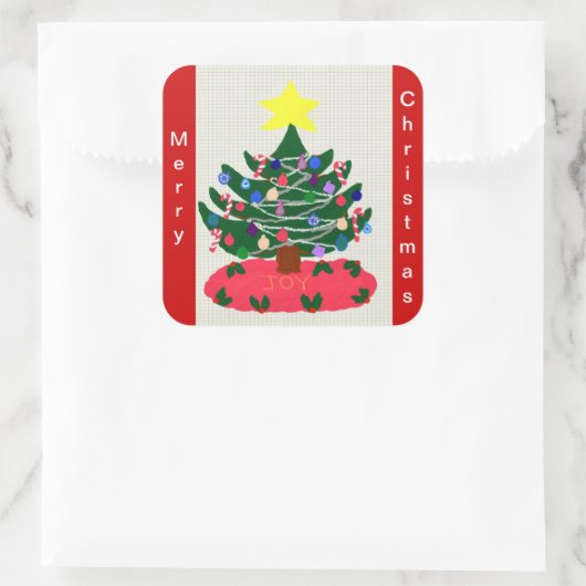 スタートッパー付きクリスマスツリー スクエアシール (バッグ)