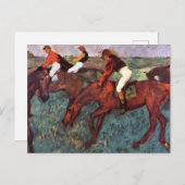 スタート前にジョケイスのトレーニング – Degas 絵画's シーズンポストカード (正面/裏面)