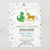 スタードラゴンユニコーンパーティーテーマ招待 招待状 (正面/裏面)