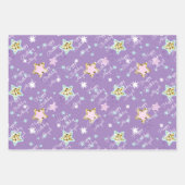 スターハッピーバースデーと女の子の名前ピンク黄色3 ラッピングペーパーシート (正面3)