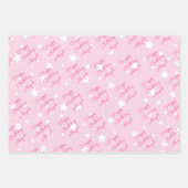 スターハッピーバースデーと女の子の名前ピンク黄色3 ラッピングペーパーシート (正面)