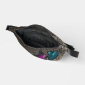 スターハートパッチブラックアンドホワイトグリッターラグジュアリー ファニーパック (見開き)