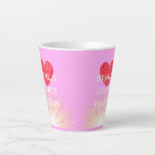 スターハートファッション赤いハートシャイン カフェラテマグ (正面)