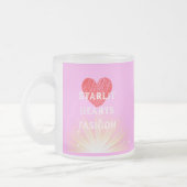 スターハートファッション赤いハートシャイン フロストグラスマグカップ (左)